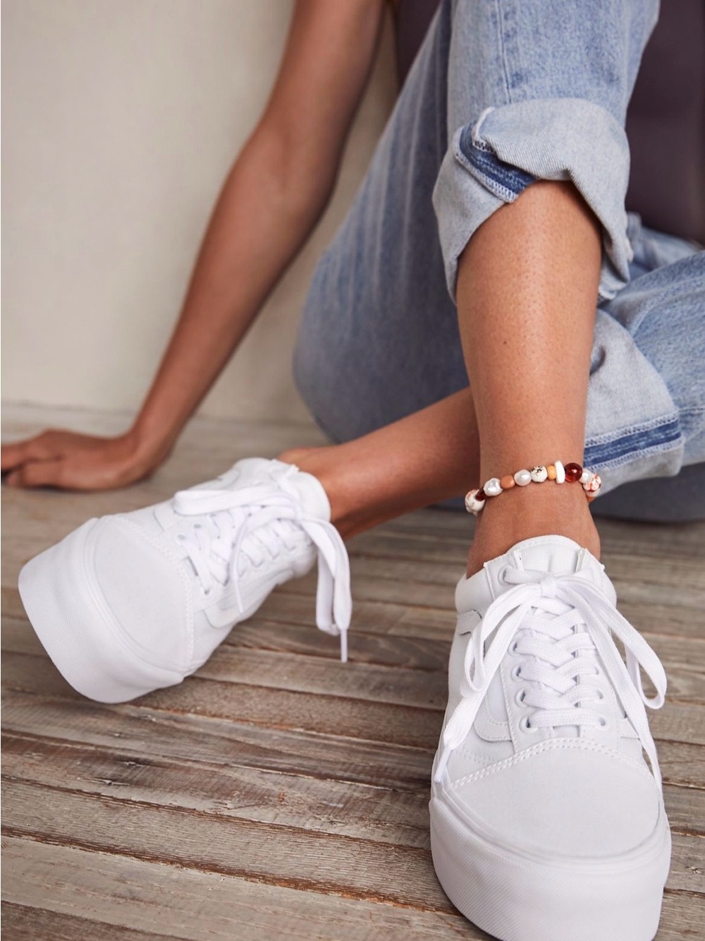 Classic Vans White Platform Sneakers